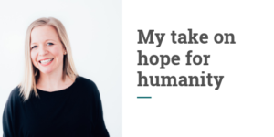 Blog header that says my take on hope for humanity